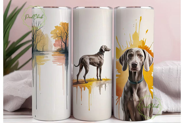 Weimaraner Autumn Dog 20oz Tumbler Wrap Sublimation PixelChick 