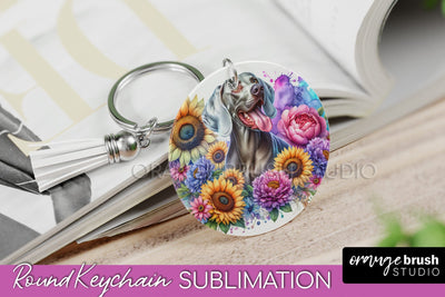 Weimaraner Keychain - Dog mom Floral Keychain Sublimation Design Sublimation OrangeBrushStudio 
