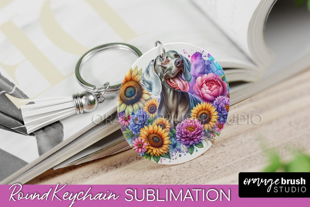 Weimaraner Keychain - Dog mom Floral Keychain Sublimation Design Sublimation OrangeBrushStudio 
