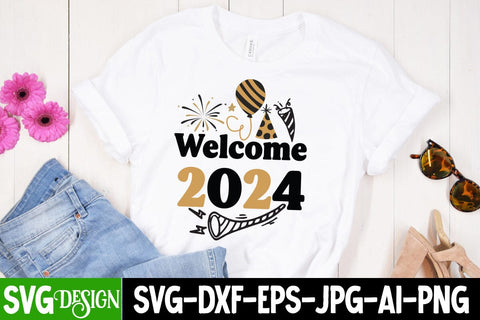 Welcome 2024 SVG Cut File, Welcome 2024 SVG Design, Welcome 2024 Sublimation Design, New Year 2024 SVG Cut File, 2024 New Year SVG bundle,New Year SVG Design 2024 SVG BlackCatsMedia 