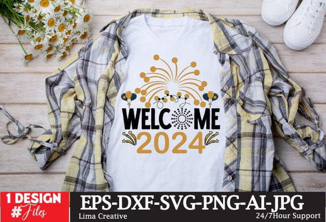 Welcome 2024 SVG Cut File,Happy New Year ,New Year Sublimation ,New Year T-shirt Design, New Year Retro ,New Year Clip Art,NEw Year SVG Bundle SVG Insomnia Std 