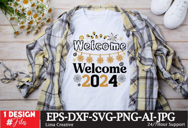 Welcome 2024 SVG Cut File,Happy New Year ,New Year Sublimation ,New Year T-shirt Design, New Year Retro ,New Year Clip Art,NEw Year SVG Bundle SVG Insomnia Std 