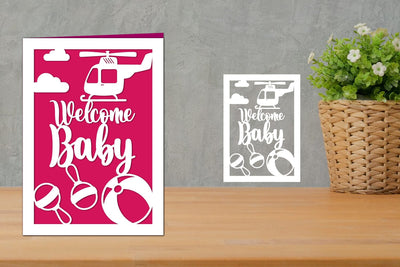 Welcome Baby Card, Baby Shower Card SVG zafrans studio 