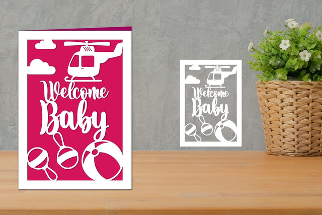 Welcome Baby Card, Baby Shower Card SVG zafrans studio 