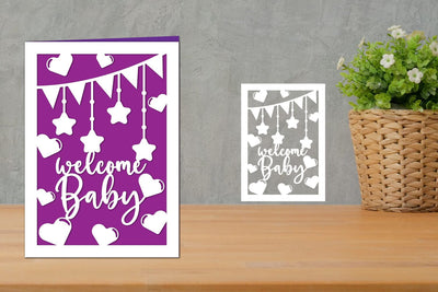 Welcome Baby Card, Baby Shower Card SVG zafrans studio 