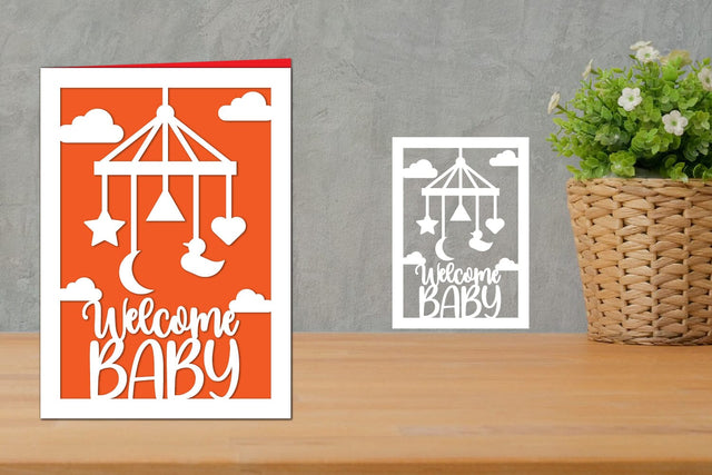 Welcome Baby Card, Baby Shower Card SVG zafrans studio 