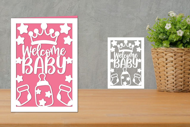Welcome Baby Card, Baby Shower Card SVG zafrans studio 