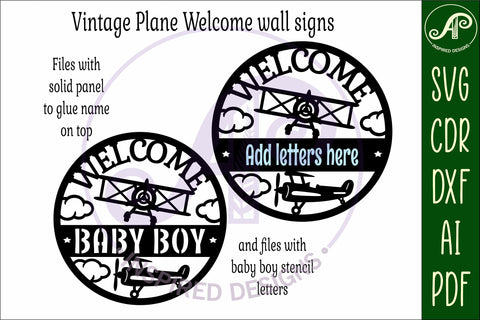 Welcome baby shower vintage plane wall sign svg laser cut SVG APInspireddesigns 