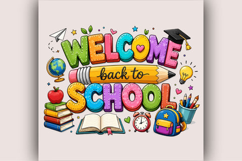 Welcome Back to School Colorful PNG Sublimation SVGArt 