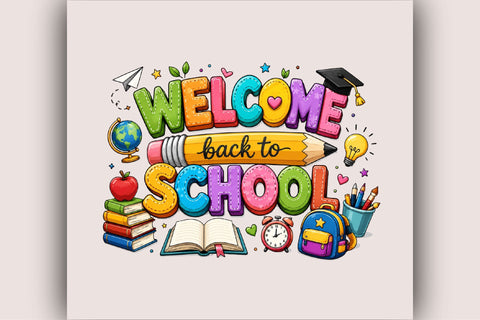 Welcome Back to School Colorful PNG Sublimation SVGArt 