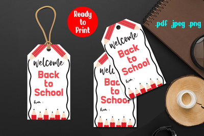 Welcome Back to School Gift Tag Printable SVG zafrans studio 