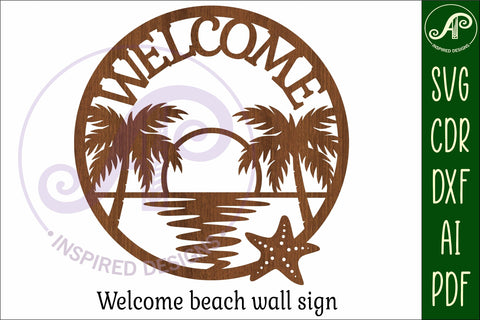 Welcome beach scene wall sign, SVG file. vector sign SVG APInspireddesigns 
