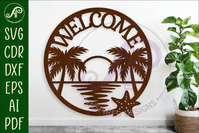Welcome beach scene wall sign, SVG file. vector sign SVG APInspireddesigns 