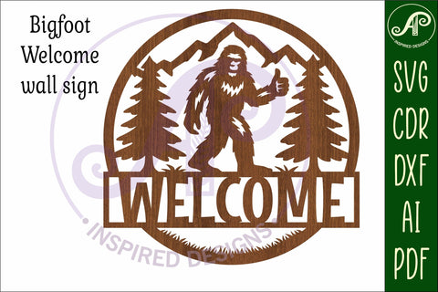 Welcome Bigfoot wall sign svg laser cut file SVG APInspireddesigns 