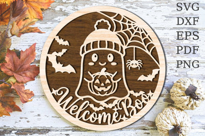 Welcome Boo Ghost Halloween Laser Cut SVG SVG Rupkotha 