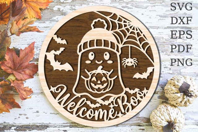 Welcome Boo Ghost Halloween Laser Cut SVG SVG Rupkotha 
