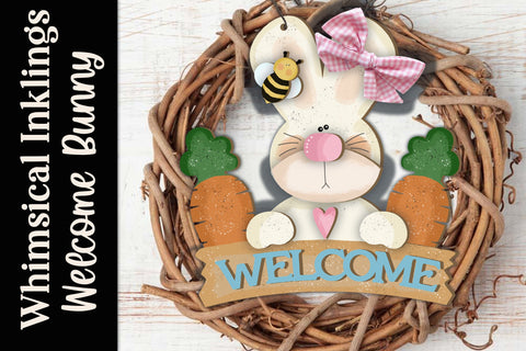 Welcome Bunny Sign SVG Whimsical Inklings 