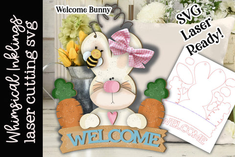 Welcome Bunny Sign SVG Whimsical Inklings 