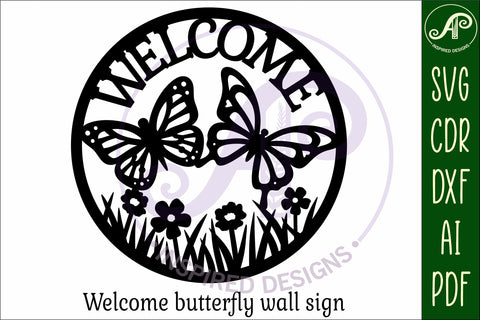 Welcome butterfly wall sign, SVG file. vector sign SVG APInspireddesigns 