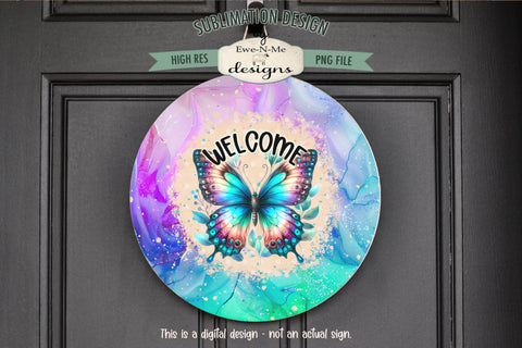 Welcome Butterfly Wind Spinner Sublimation Design Sublimation Ewe-N-Me Designs 