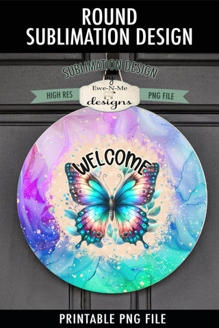 Welcome Butterfly Wind Spinner Sublimation Design Sublimation Ewe-N-Me Designs 