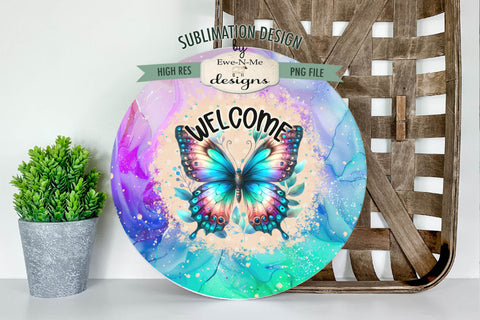 Welcome Butterfly Wind Spinner Sublimation Design Sublimation Ewe-N-Me Designs 