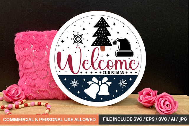 Welcome Christmas Round Sign Bundle/ farmhouse porch sign design,SVGs,Quotes and Sayings,Food & Drink,On Sale, Print & Cut SVG designmaster24 