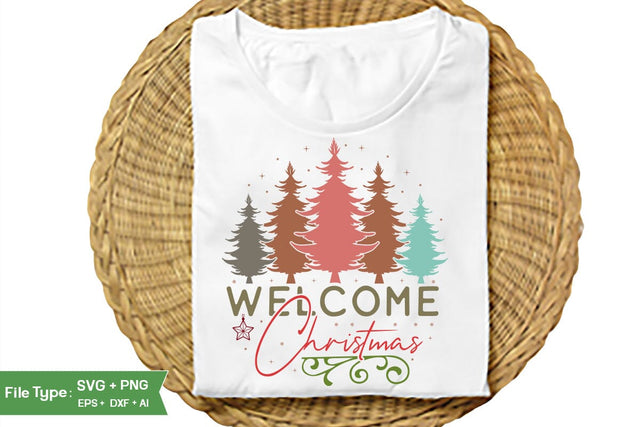 Welcome Christmas Round Sign SVG Design, Farmhouse Christmas Round Sign SVG Design, Christmas SVG Design, SVGs, Food & Drink, Print & Cut, Quotes and Sayings SVG DesignPlante 503 
