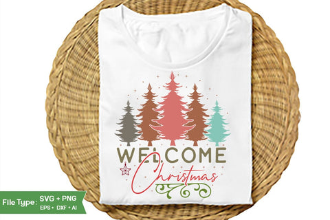 Welcome Christmas Round Sign SVG Design, Farmhouse Christmas Round Sign SVG Design, Christmas SVG Design, SVGs, Food & Drink, Print & Cut, Quotes and Sayings SVG DesignPlante 503 