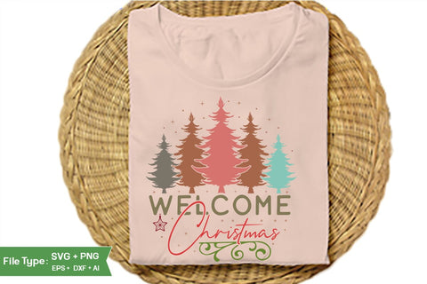 Welcome Christmas Round Sign SVG Design, Farmhouse Christmas Round Sign SVG Design, Christmas SVG Design, SVGs, Food & Drink, Print & Cut, Quotes and Sayings SVG DesignPlante 503 