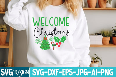 Welcome Christmas SVG Design,Christmas SVG Design,Christmas SVG,hristmas Retro SVG Design,Christmas t-Shirt Design,Christmas sublimation Design png SVG BlackCatsMedia 