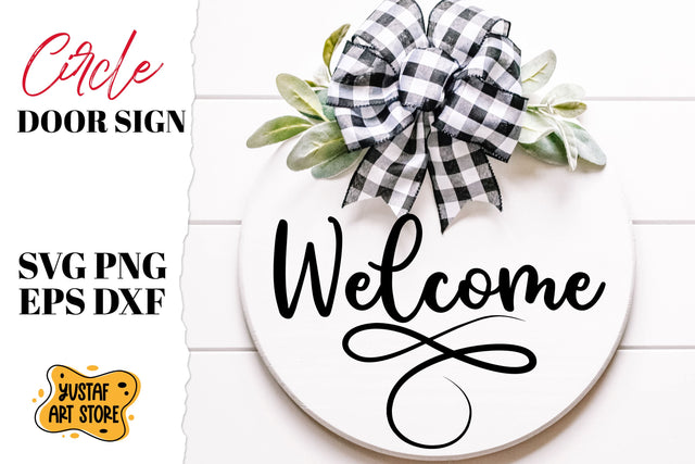 Welcome door sign. Circle door sign SVG design SVG Yustaf Art Store 