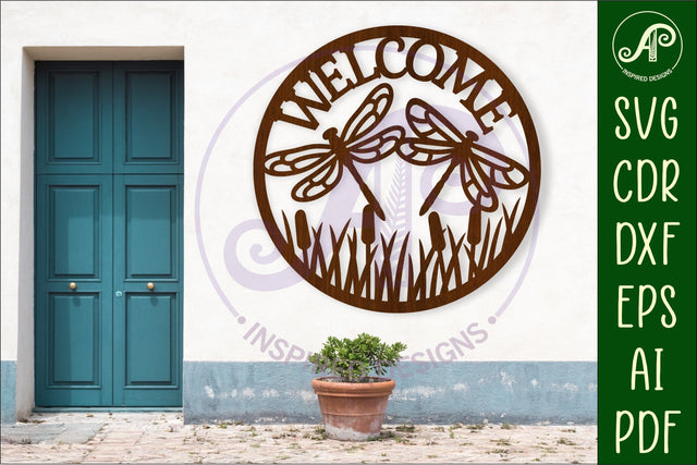 Welcome dragonfly wall sign, SVG file. vector sign SVG APInspireddesigns 