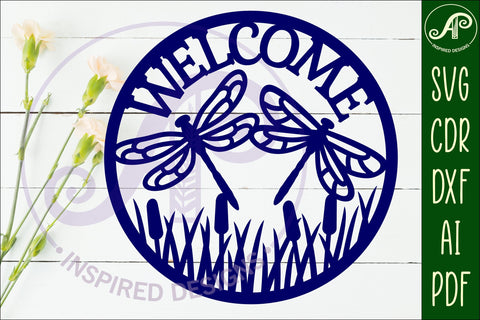 Welcome dragonfly wall sign, SVG file. vector sign SVG APInspireddesigns 