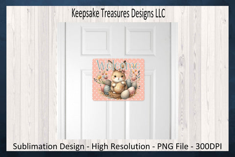 Welcome Easter Bunny Door Sign, Spring Wreath, Wreath Attachment, Sublimation PNG Printable, Digital Download Sublimation Keepsake Treasures Designs LLC. 