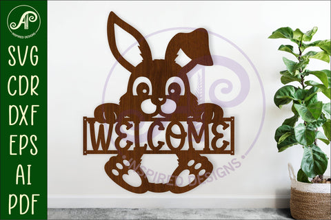 Welcome Easter bunny wall art sign, SVG file. vector SVG APInspireddesigns 