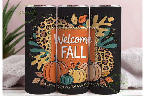 Welcome Fall 20oz Tumbler Wrap Sublimation PixelChick 