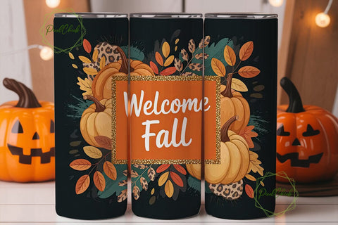 Welcome Fall 20oz Tumbler Wrap Sublimation PixelChick 