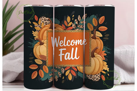 Welcome Fall 20oz Tumbler Wrap Sublimation PixelChick 