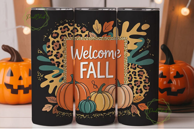 Welcome Fall 20oz Tumbler Wrap Sublimation PixelChick 
