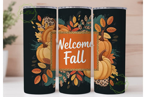 Welcome Fall 20oz Tumbler Wrap Sublimation PixelChick 