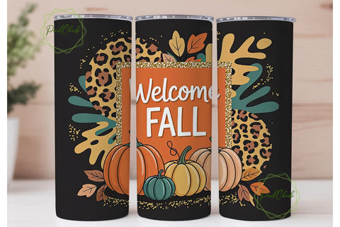 Welcome Fall 20oz Tumbler Wrap Sublimation PixelChick 