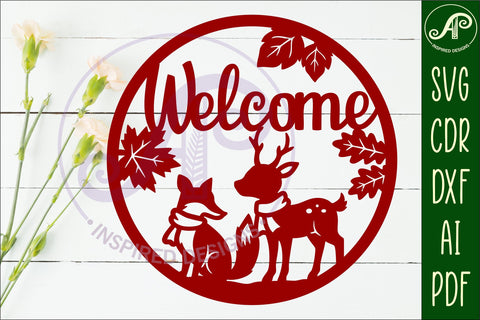Welcome fall animal wall sign svg laser cut file SVG APInspireddesigns 