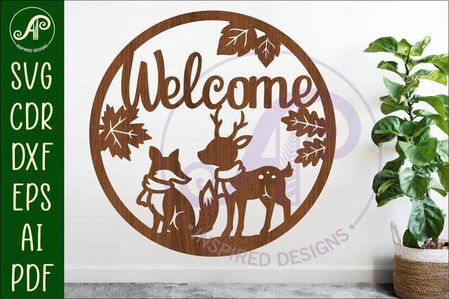 Welcome fall animal wall sign svg laser cut file SVG APInspireddesigns 