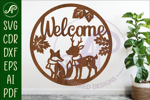 Welcome fall animal wall sign svg laser cut file SVG APInspireddesigns 