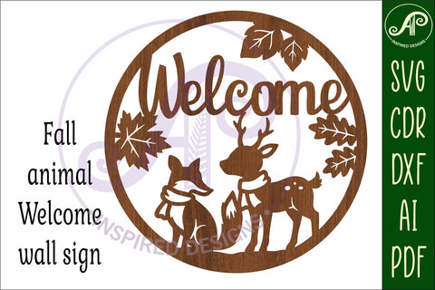 Welcome fall animal wall sign svg laser cut file SVG APInspireddesigns 