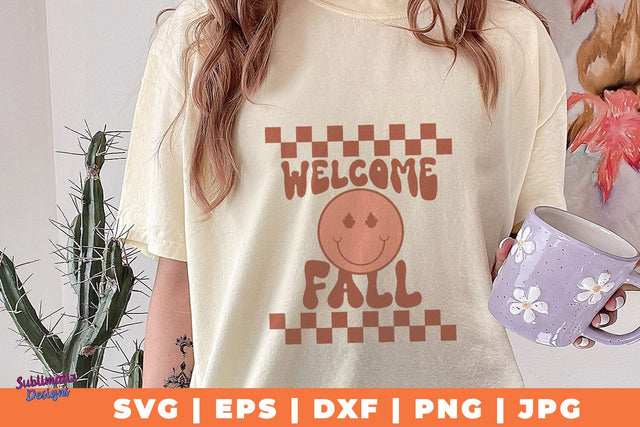 Welcome Fall Happy Face | Fall T-Shirt SVG Desing | Fall SVG Design SVG Sublimatiz Designs 