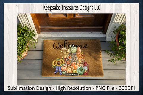 Welcome Fall Harvest, Sublimation PNG Printable, Doormat, Home Decor, Digital Download Sublimation Keepsake Treasures Designs LLC. 