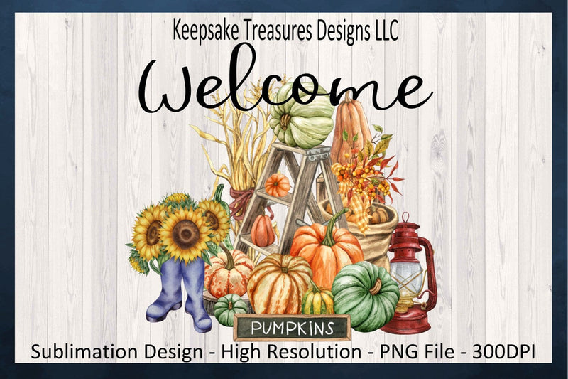 Welcome Fall Harvest, Sublimation PNG Printable, Doormat, Home Decor, Digital Download Sublimation Keepsake Treasures Designs LLC. 