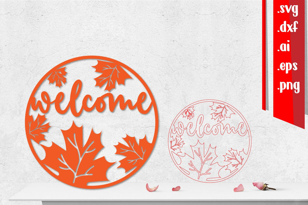 Welcome Fall Rounded Sign | Autumn Welcome Sign - So Fontsy